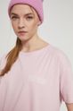 T-shirt bawełniany Eviva L'arte damski z nadrukiem różowy Damski
