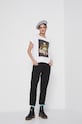 T-shirt bawełniany Eviva L'arte damski z nadrukiem biały RS22.TSD156 biały RS22