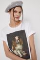 T-shirt bawełniany Eviva L'arte damski z nadrukiem biały Damski