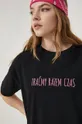 T-shirt damski bawełniany z napisem czarny Damski
