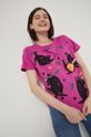 T-shirt bawełniany z nadrukiem damski by Jakub Zasada różowy Damski