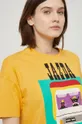 żółty T-shirt bawełniany z nadrukiem damski by Jakub Zasada żółty