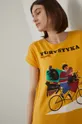 T-shirt bawełniany damski z nadrukiem by Jakub Zasada żółty Damski
