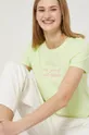 blady zielony T-shirt damski z haftowanym napisem zielony Damski