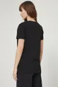 T-shirt bawełniany damski z haftowanym napisem z domieszką elastanu czarny 96 % Bawełna, 4 % Elastan