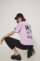lawendowy T-shirt bawełniany damski z nadrukiem fioletowy Damski