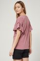 T-shirt damski z ozdobnymi falbanami różowy 95 % Bawełna, 5 % Elastan