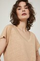 T-shirt damski lniany beżowy beżowy RS22.TSD719
