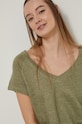 T-shirt damski lniany zielony zielony RS22.TSD719