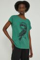 T-shirt bawełniany damski z nadrukiem zielony zielony
