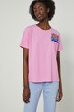 T-shirt bawełniany damski by Alex Pogrebniak różowy RS22.TSD951 różowy RS22