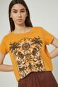 miedziany T-shirt bawełniany damski z nadrukiem pomarańczowy