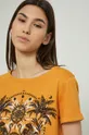 T-shirt bawełniany damski z nadrukiem pomarańczowy Damski