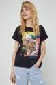 T-shirt bawełniany damski z kolekcji Kolaże by Panna Niebieska czarny czarny