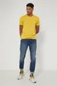 T-shirt bawełniany męski gładki z domieszką elastanu żółty żółty