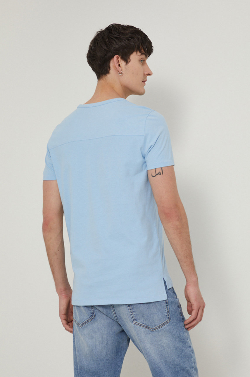 T-shirt bawełniany męski gładki niebieski 100 % Bawełna
