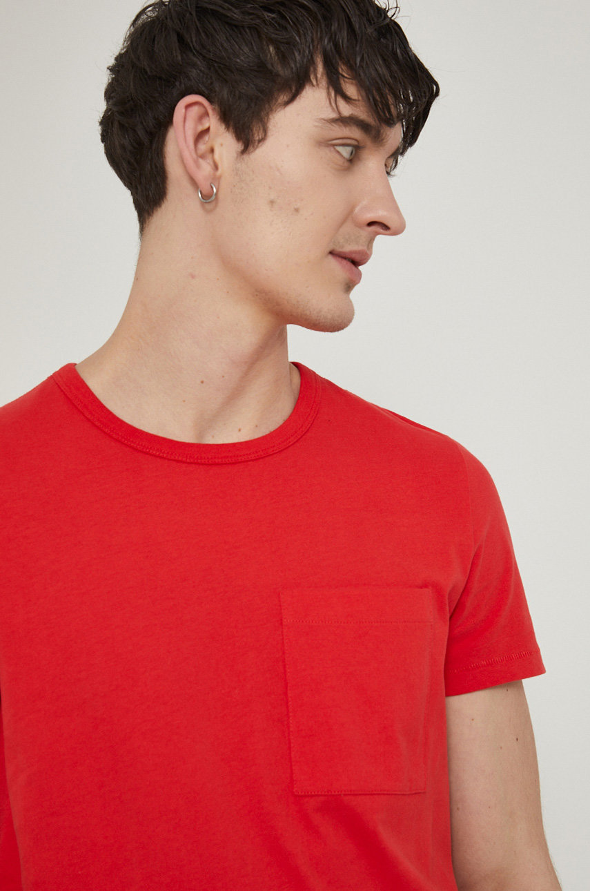czerwony T-shirt bawełniany męski gładki czerwony