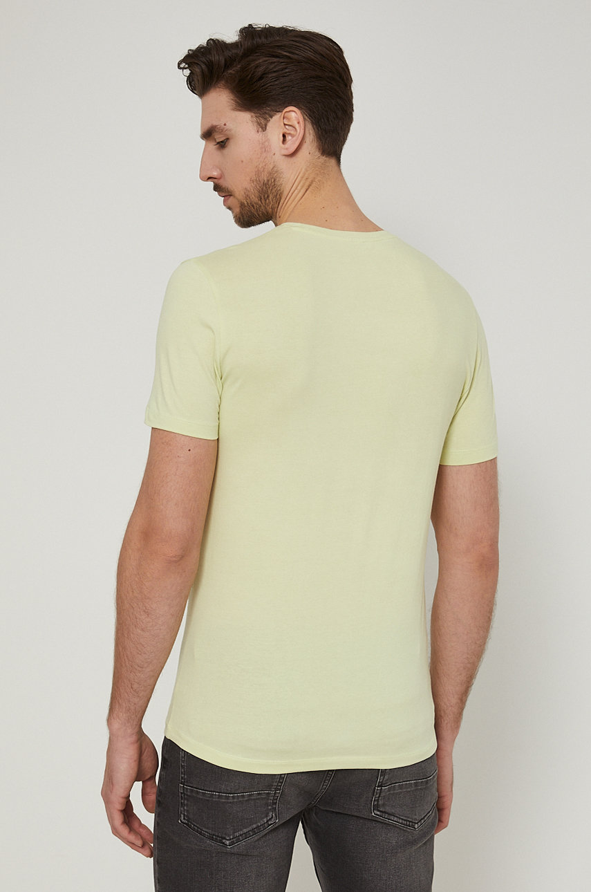 T-shirt bawełniany męski gładki z domieszką elastanu zielony <p>95 % Bawełna, 5 % Elastan</p>