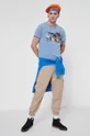 T-shirt bawełniany Eviva L'arte męski z nadrukiem niebieski niebieski