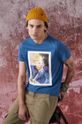 niebieski T-shirt z bawełny organicznej Eviva L'arte męski z nadrukiem niebieski Męski