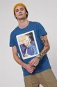 niebieski T-shirt z bawełny organicznej Eviva L'arte męski z nadrukiem niebieski