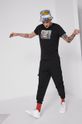 T-shirt bawełniany Eviva L'arte męski z nadrukiem czarny czarny