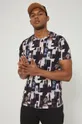 T-shirt bawełniany męski wzorzysty multicolor czarny
