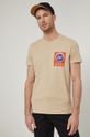 T-shirt męski z bawełny organicznej z nadrukiem beżowy kremowy