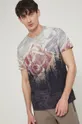 T-shirt bawełniany męski wzorzysty beżowy 100 % Bawełna