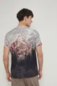 beżowy T-shirt bawełniany męski wzorzysty beżowy