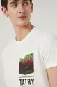 beżowy T-shirt męski z bawełny organicznej z nadrukiem beżowy