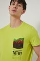 żółto - zielony T-shirt męski z bawełny organicznej z nadrukiem zielony