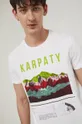 biały T-shirt męski z bawełny organicznej z nadrukiem biały