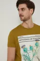 jasny oliwkowy T-shirt z bawełny organicznej z nadrukiem męski zielony Męski
