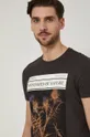 szary T-shirt z bawełny organicznej z nadrukiem męski szary