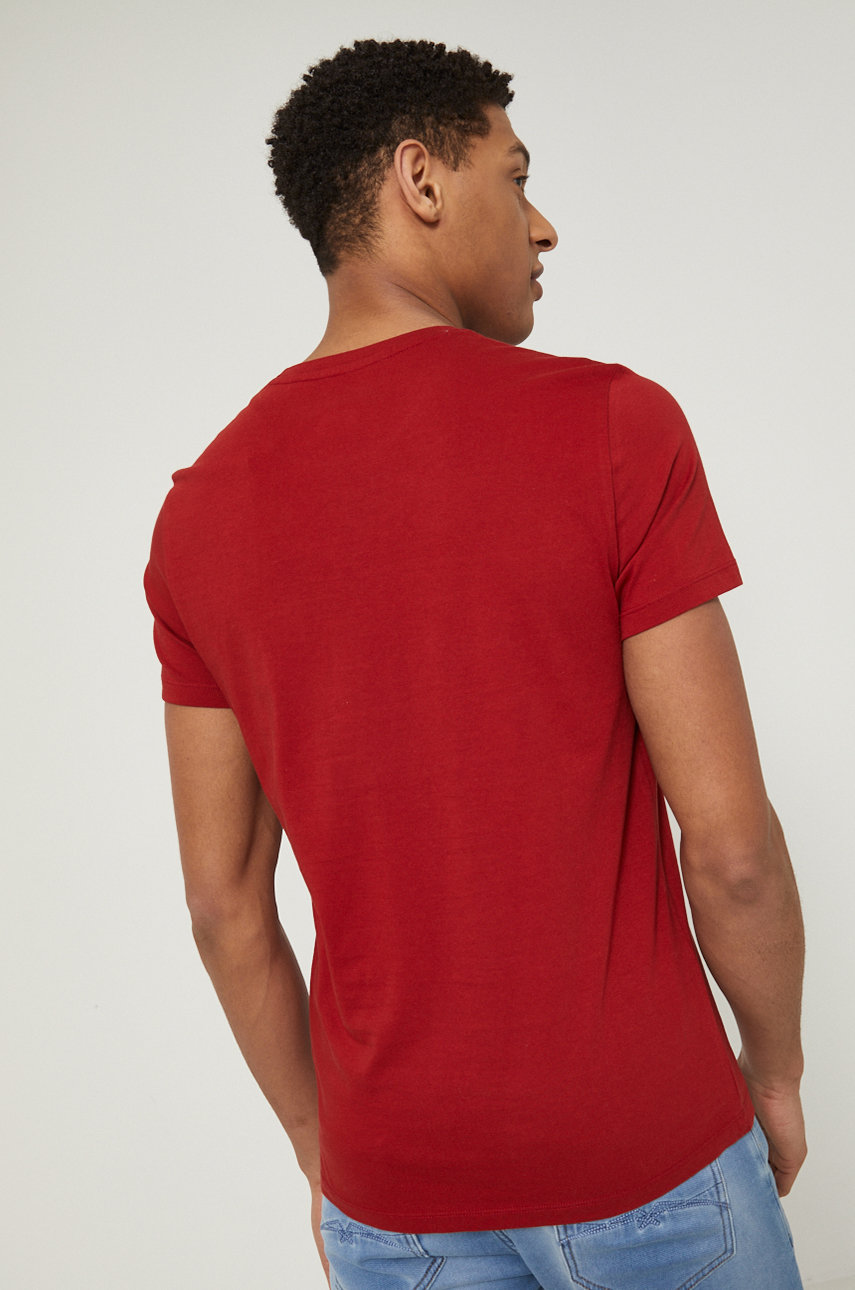 T-shirt bawełniany męski z nadrukiem pomarańczowy 100 % Bawełna