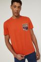 mandarynkowy T-shirt bawełniany męski z nadrukiem pomarańczowy