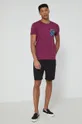 T-shirt bawełniany męski z nadrukiem fioletowy fioletowy