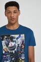 T-shirt bawełniany męski z nadrukiem niebieski niebieski RS22.TSMB14