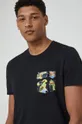 czarny T-shirt bawełniany męski z kolekcji Kolaże by Panna Niebieska czarny