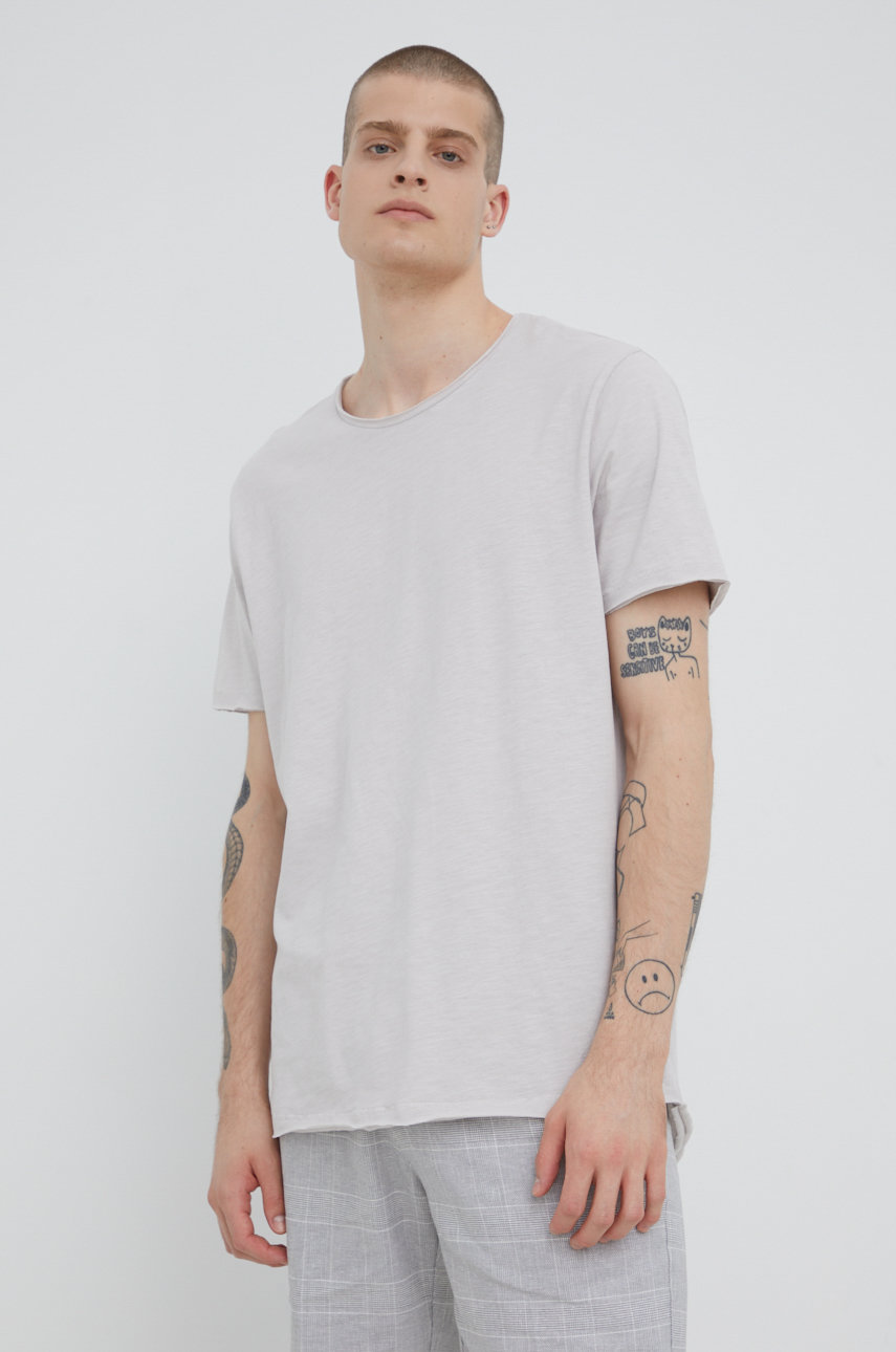 jasny szary T-shirt bawełniany męski gładki szary
