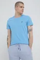niebieski T-shirt bawełniany męski wzorzysty niebieski Męski