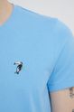 T-shirt bawełniany męski wzorzysty niebieski Męski