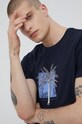 T-shirt bawełniany męski z nadrukiem granatowy granatowy RS22.TSMC11