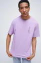 T-shirt bawełniany męski z nadrukiem fioletowy 100 % Bawełna