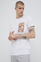 T-shirt bawełniany męski z nadrukiem biały biały RS22.TSMC27