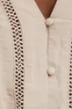 Bluzka damska z ozdobnymi wstawkami kolor beżowy Damski