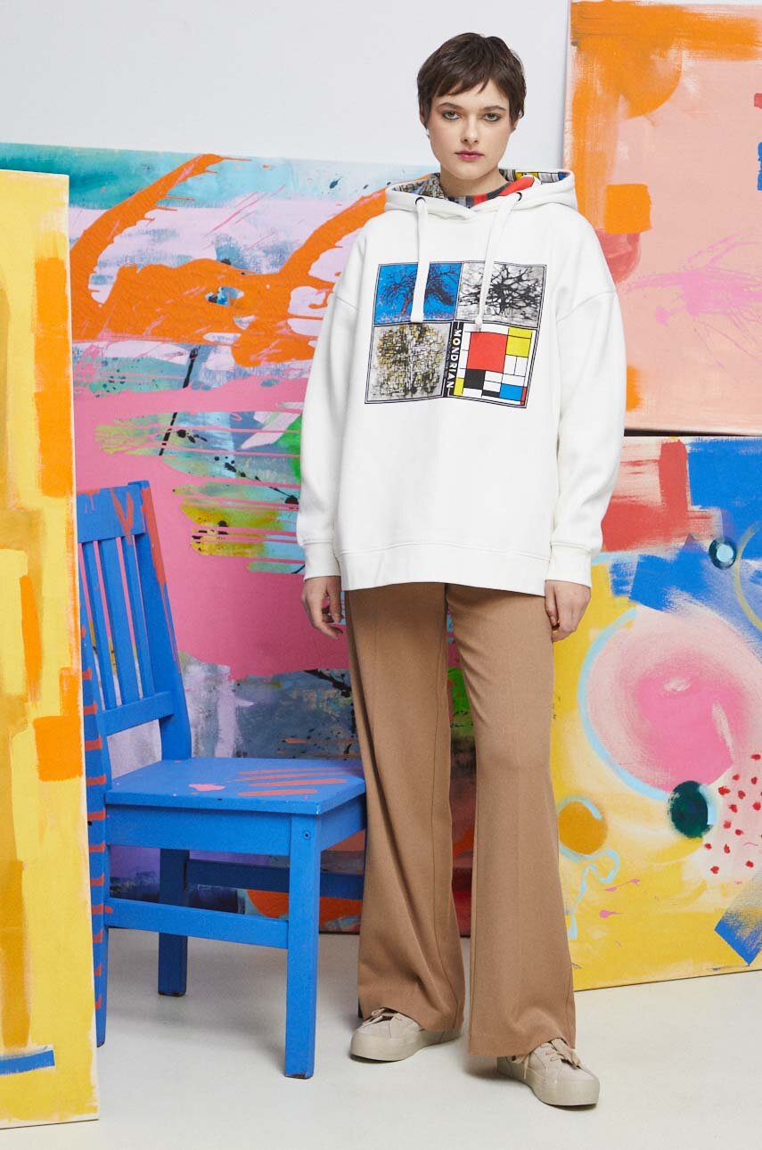 Bluza damska Eviva L'arte kolor beżowy kremowy