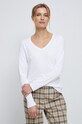 Longsleeve bawełniany damski gładki z domieszką elastanu kolor biały RS23.BUD011 biały RS23