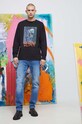 Bavlnené tričko s dlhým rukávom pánske Eviva L'arte čierna farba RS23.BUM255 čierna RS23